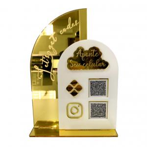Placa Display 2 QR CODE em Acrílico Acrílico 2mm - Personalizado 14X15cm    