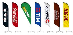 Wind Banner Kit Completo GG  3.50m x 0.65m Dupla-Face 4x4 - Colorido Frente e Verso   